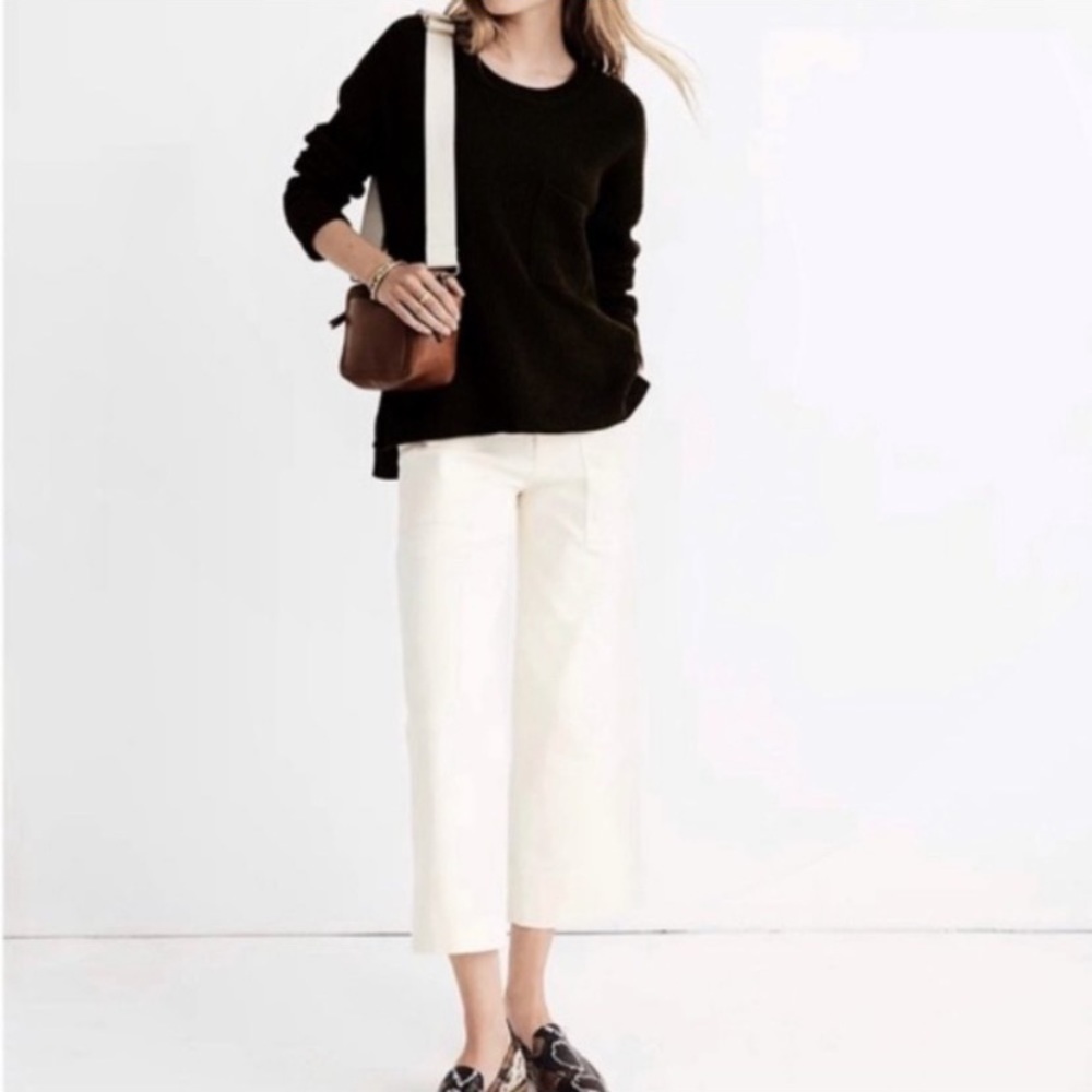 Madewell Thompson Pocket Pullover Sweater Black Size M